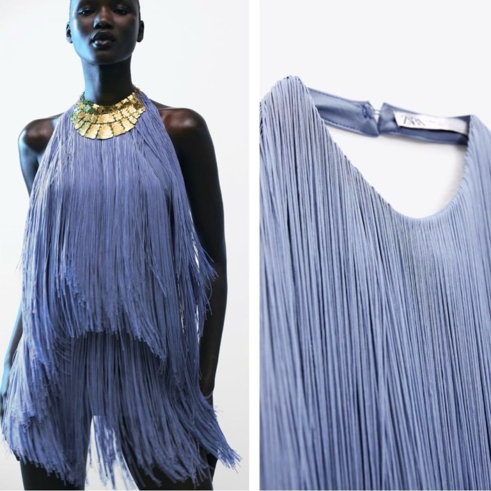 Zara Short Fringe Halter Dress